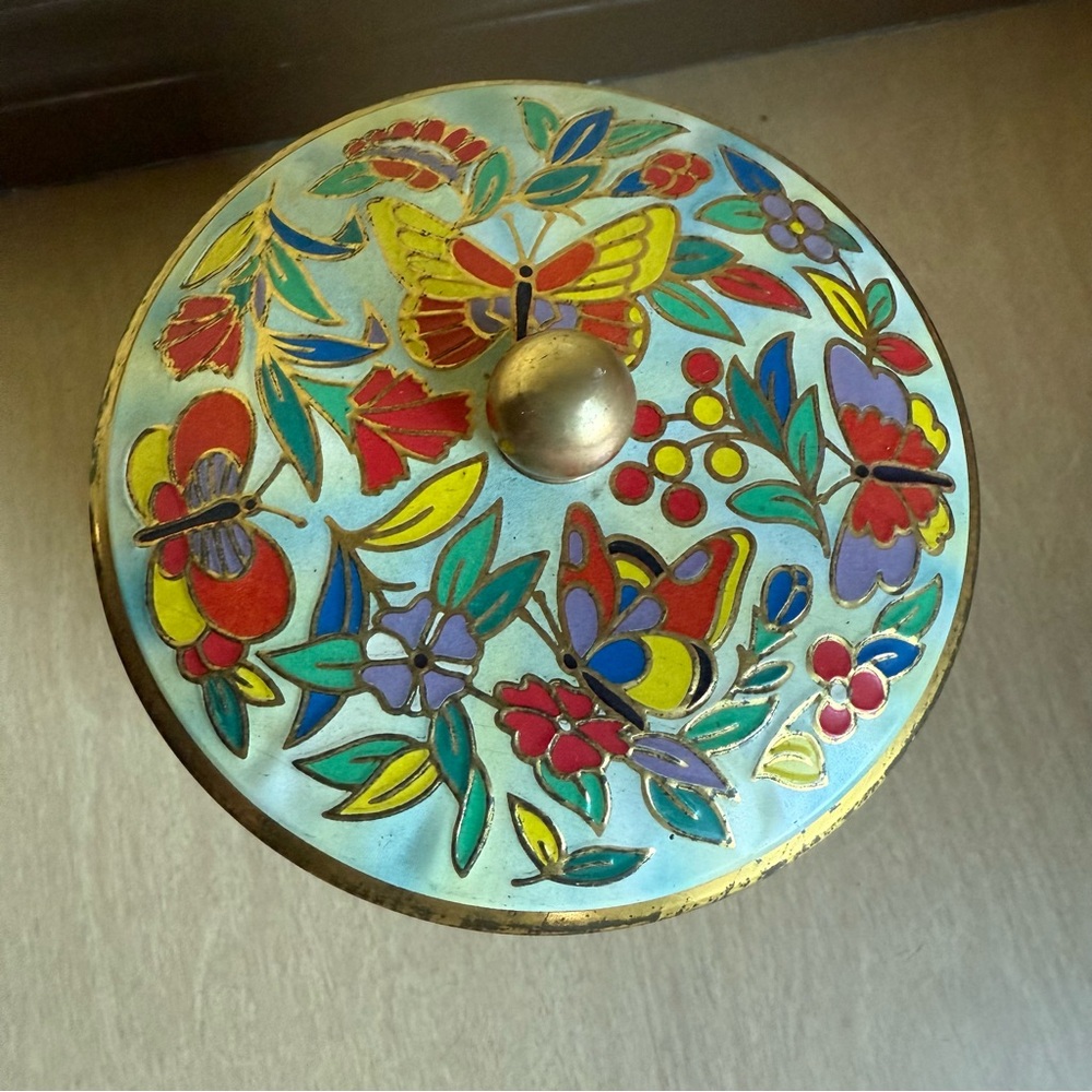 Floral Butterfly Decorative Tin Colorful Floral Design Storage - Picture 8 of 15